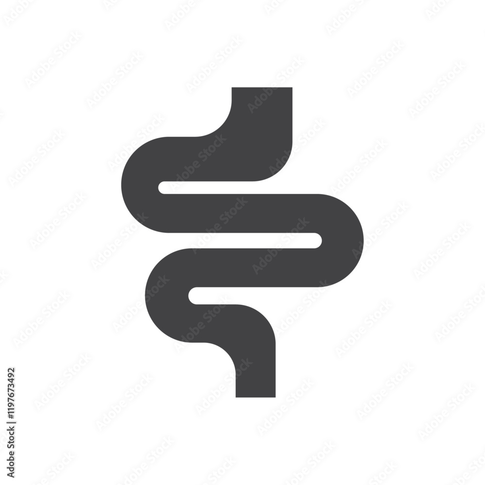 Intestine icon Symbol mark in filled style Intestine icon Symbol mark in filled style