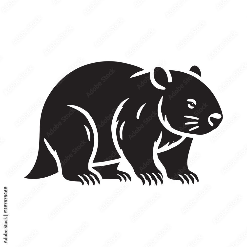 Fototapeta premium Simplified wombat silhouette for versatile artistic projects - Wombat illustration - minimallest wombat vector 