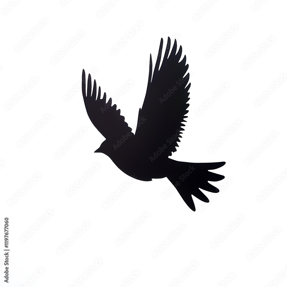 Black Silhouette Of A Bird In Flight Black Silhouette Of A Bird In Flight