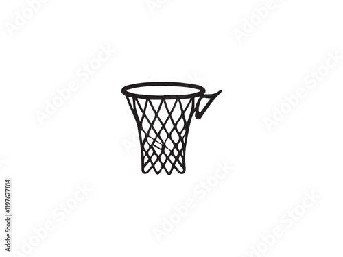 Simple Black and White Basketball Hoop Outline