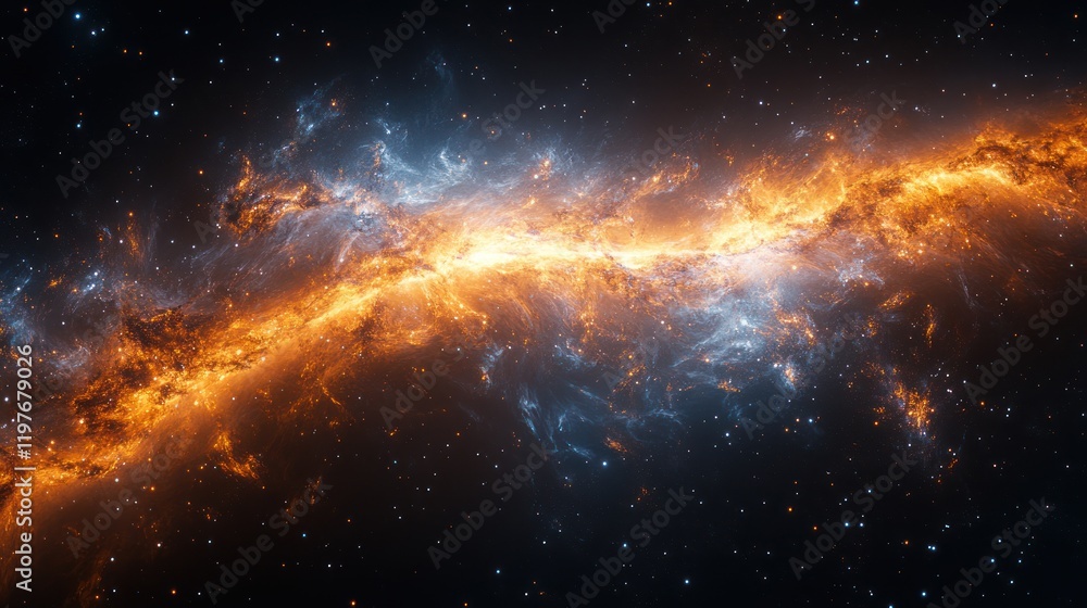 Cosmic Nebula: Fiery Celestial River Cosmic Nebula: Fiery Celestial River