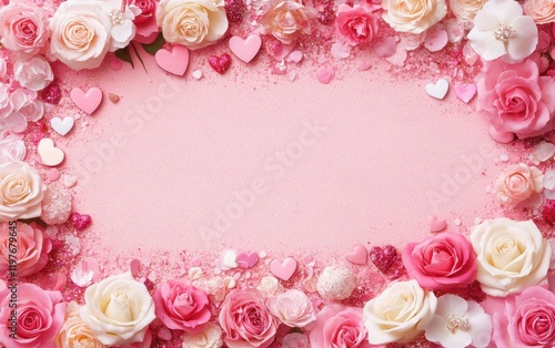 Wallpaper Mural A delightful pink cake adorned with delicate white and pink roses, perfect for celebrating love on Valentine's Day. Torontodigital.ca