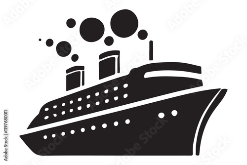 Cruise Ship Silhouette Vector Illustration Design