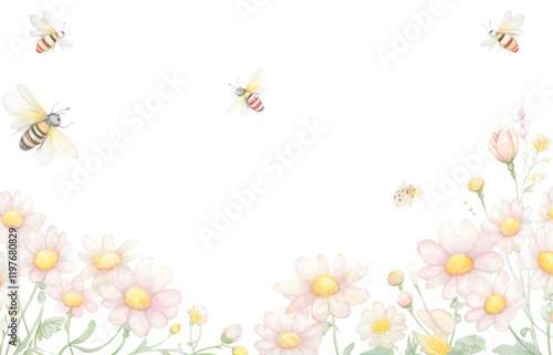 PNG Bees backgrounds flowers nature.