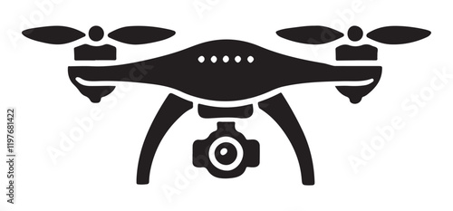 Silhouette of a Modern Drone with Camera Attached