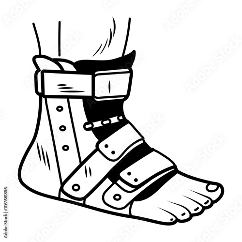 A sketchy style icon of ankle brace