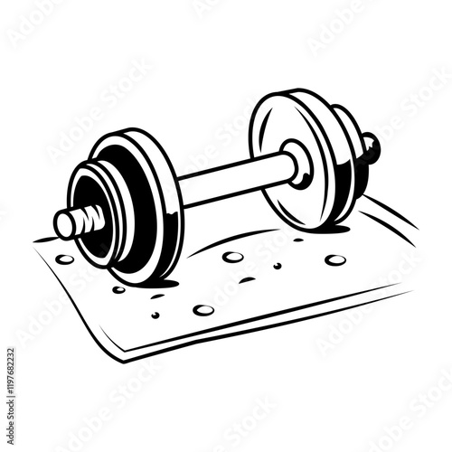 Gym dumbbell icon in doodle style