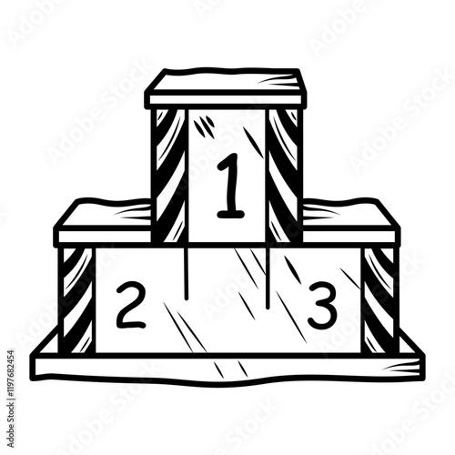 Winner podium icon in doodle style