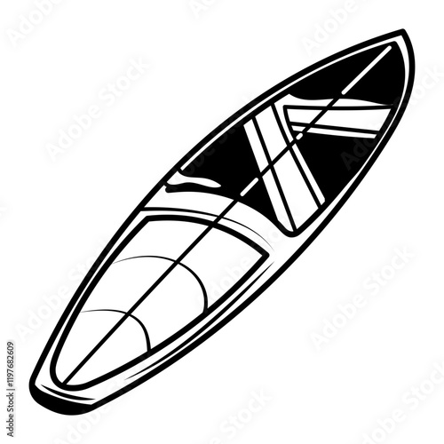 Surfboard icon in hand drawn style