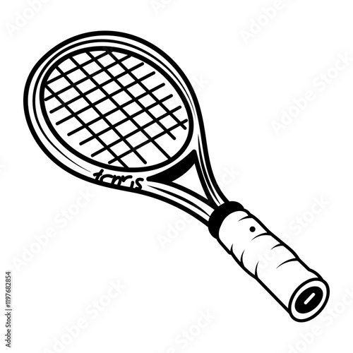 Tennis racket icon in hand drawn style