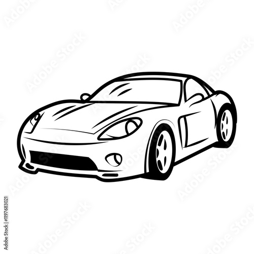 Sports car icon in doodle style