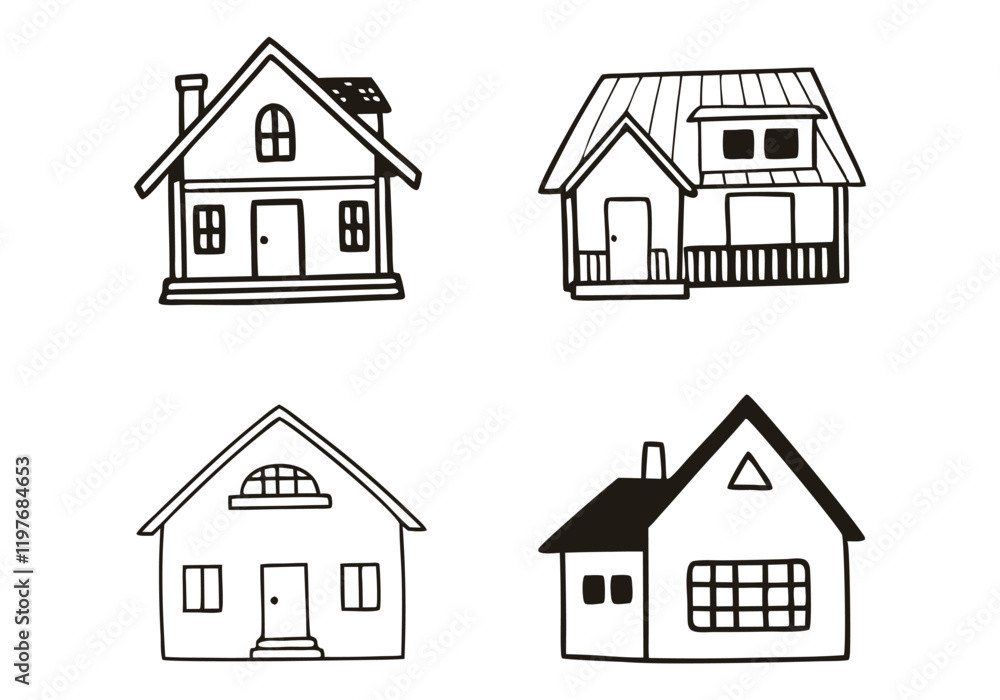 Minimalist House Line Art Collection | Hand-Drawn Vector Illustrations Minimalist House Line Art Collection | Hand-Drawn Vector Illustrations