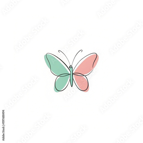 Linear flat butterfly outline collection