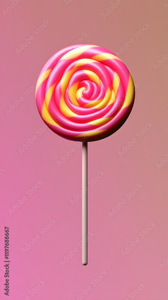 Pink and Yellow Swirled Lollipop on Stick Pink and Yellow Swirled Lollipop on Stick