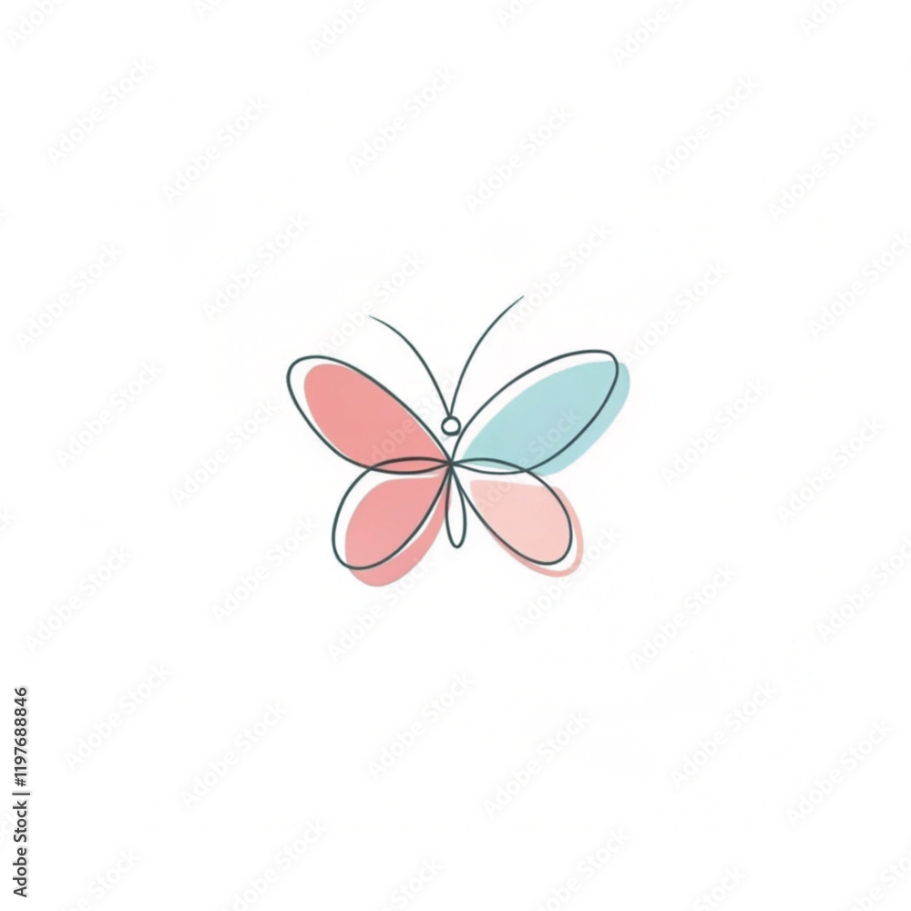 Fototapeta premium Linear flat butterfly outline collection