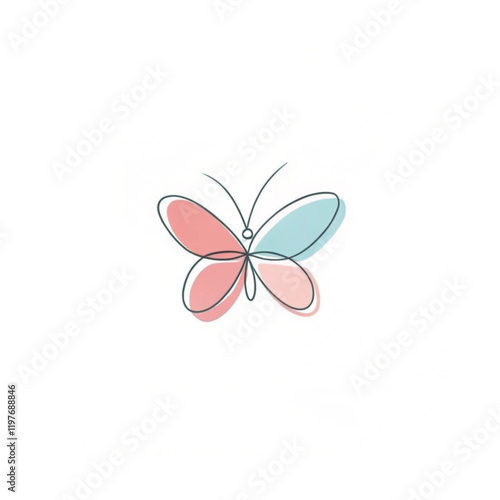 Linear flat butterfly outline collection