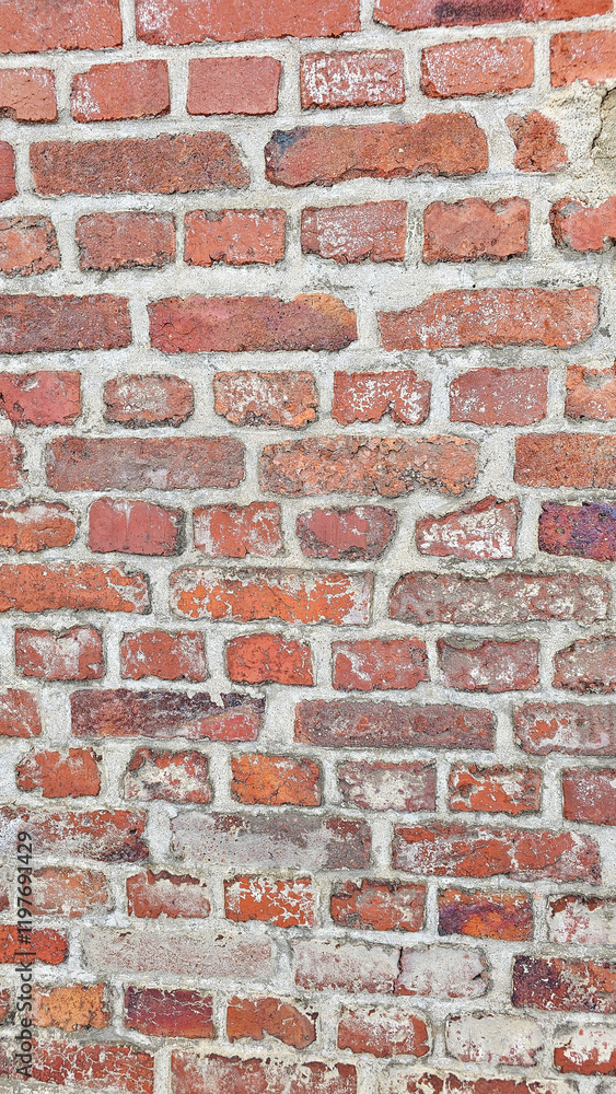 Fototapeta premium The red brick walls are brittle with age