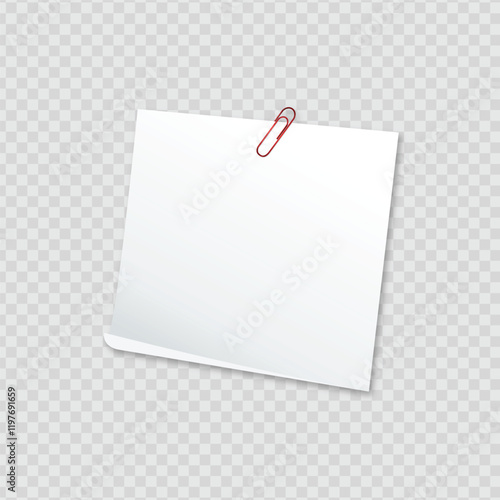 Paper for note with clip. Blank paper with paper clip template