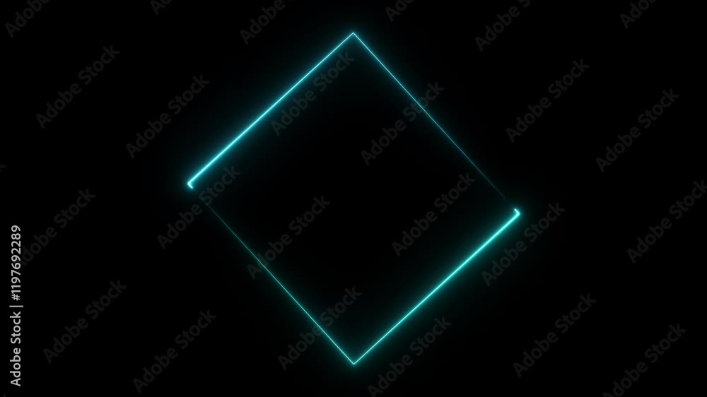 Glowing line frame web neon box pattern. Animated neon glowing frame on black background. Glowing line frame web neon box pattern. Animated neon glowing frame on black background.