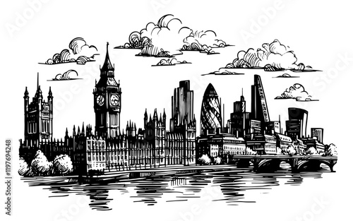 london cityscape with big ben vector illustration