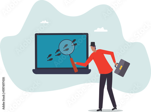 Website visitor tracking or digital footprint, analyze user behavior or track bounce rate.business concept.flat character.