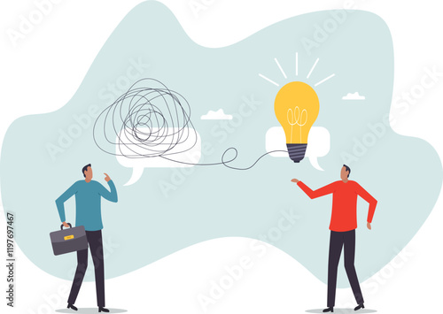 Problem solving skill to think of solution, creativity to solve difficult issue, resolution or coaching to help trouble,business concept.flat character.