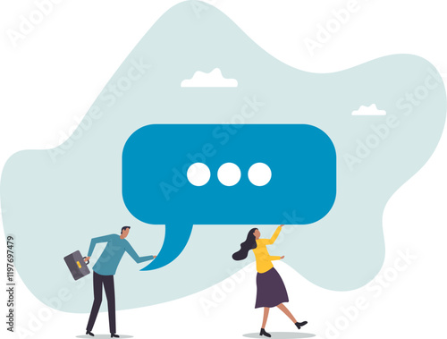 Team discussion, community or social feedback, communication or announcement dialog, team meeting.business concept.flat character.