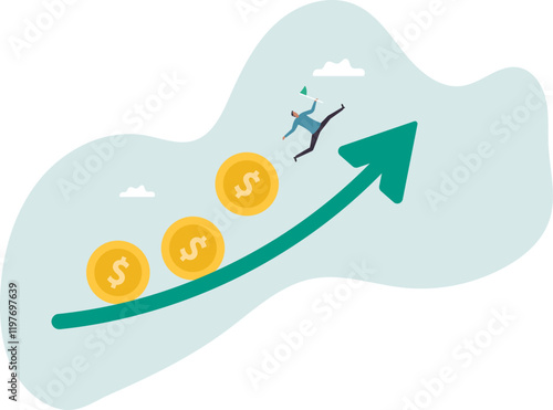 Investment profit and earning, stock market growth or fund flow depend on interest rate and inflation.business concept.flat character.