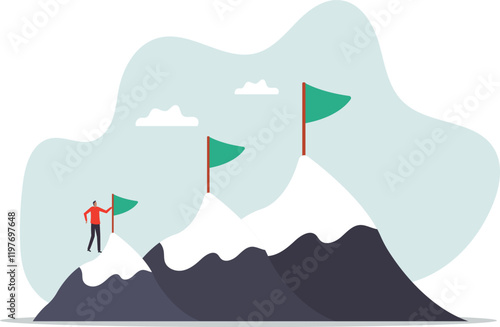 Ambition to success and achieve target, career growth or business goals, challenge to win, achievement or victory.business concept.flat character.