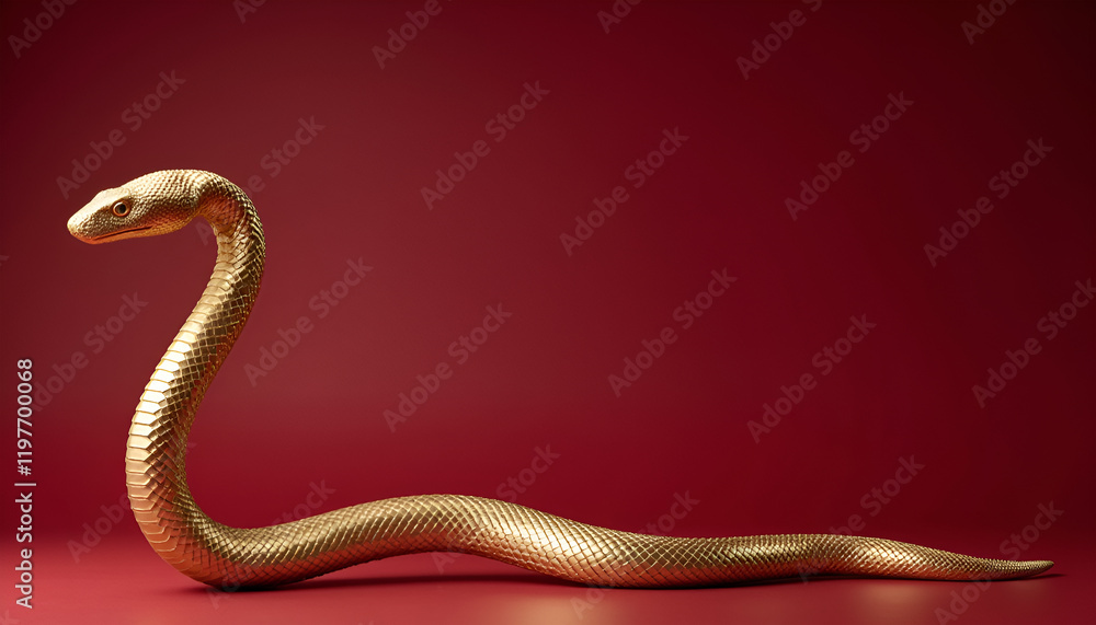 Golden Snake on Red Background Golden Snake on Red Background