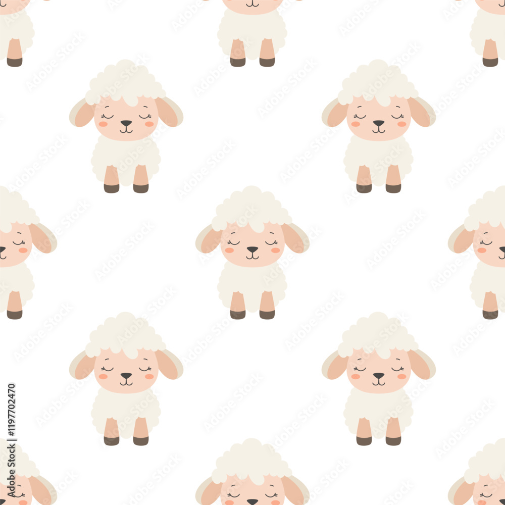 Obraz premium little sheep seamless pattern