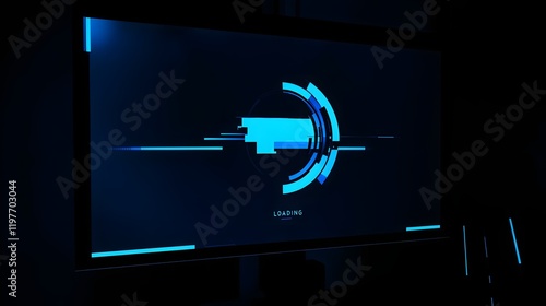 Abstract Blue Loading Screen Digital Interface Design photo