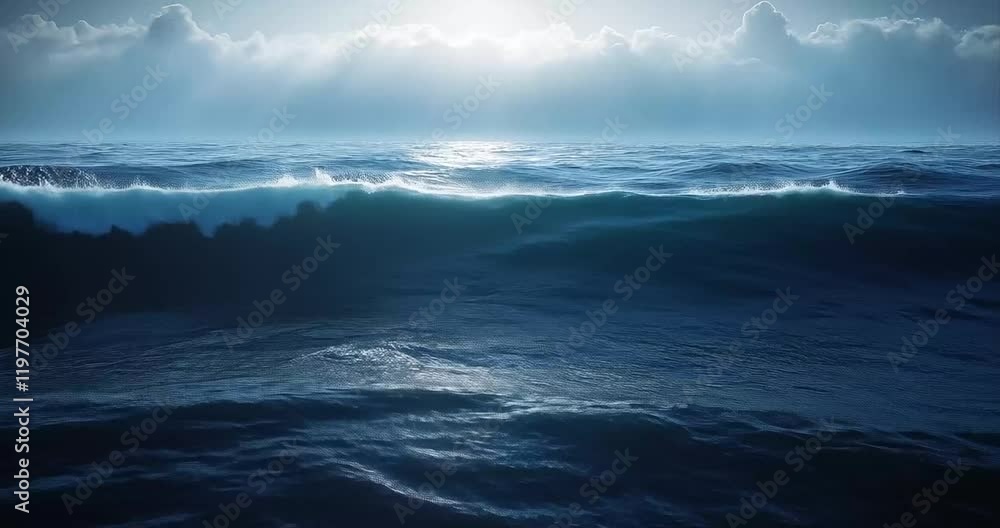 Moonlit ocean waves, cloudy sky, tranquil scene, travel backdrop Moonlit ocean waves, cloudy sky, tranquil scene, travel backdrop