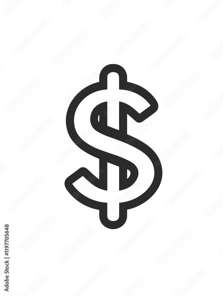Outline of a dollar sign symbolizing money and financial transactions Outline of a dollar sign symbolizing money and financial transactions