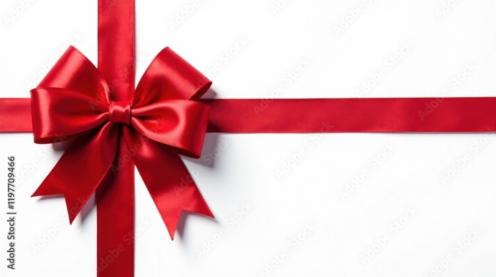 Elegant Red Satin Ribbon Bow on White Background, Perfect for Festive Celebrations and Gift Wrapping Designs Elegant Red Satin Ribbon Bow on White Background, Perfect for Festive Celebrations and Gift Wrapping Designs
