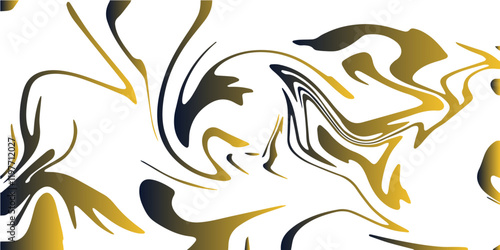Abstract colorful liquid splash of paint. Gold Marbleized Stripes With marble ink texture. Gold and Black wavy background with mixing oil paint texture. Metallic art design with silk fabric texture.