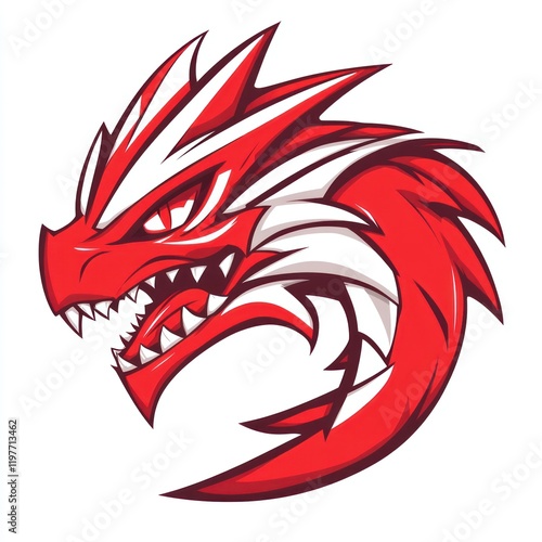 Wallpaper Mural Red dragon head logo with white accents, isolated on white background, for branding or icon use Torontodigital.ca