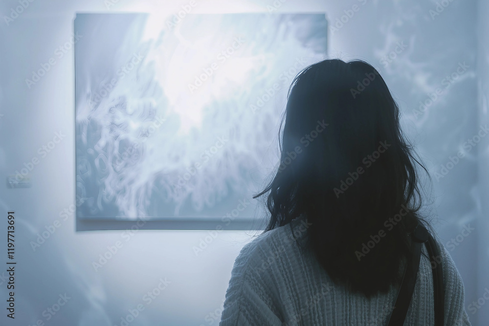 Generative AI Artwork of a Person Observing Paintings in an Art Gallery for Study and Excursion Generative AI Artwork of a Person Observing Paintings in an Art Gallery for Study and Excursion
