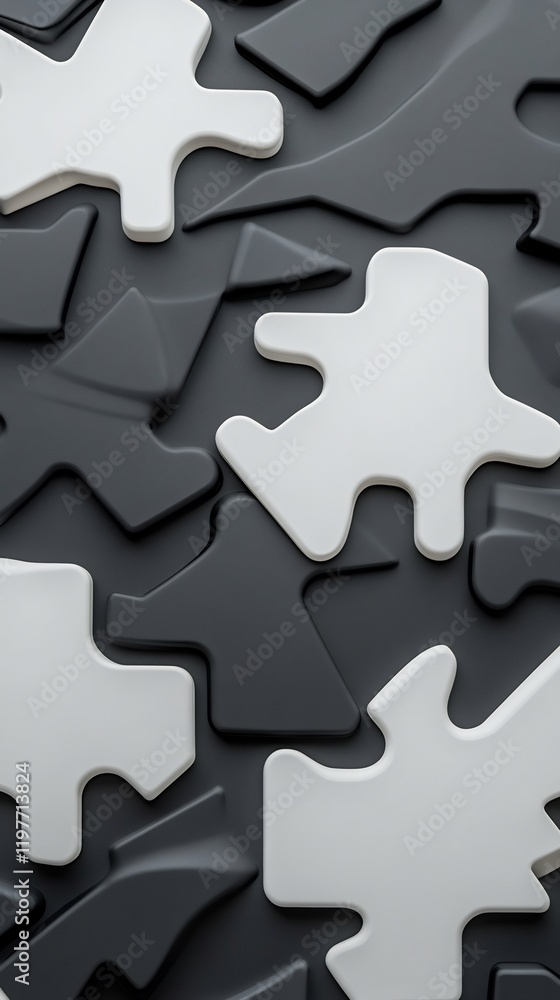 Obraz premium Abstract Gray White Puzzle Texture Pattern Design. AI Generated