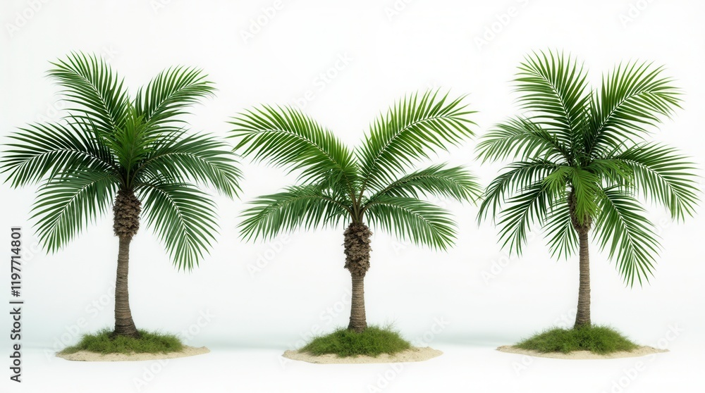 Obraz premium Tropics Serene Trees Form Set Environmental Cut On White Backgrounds