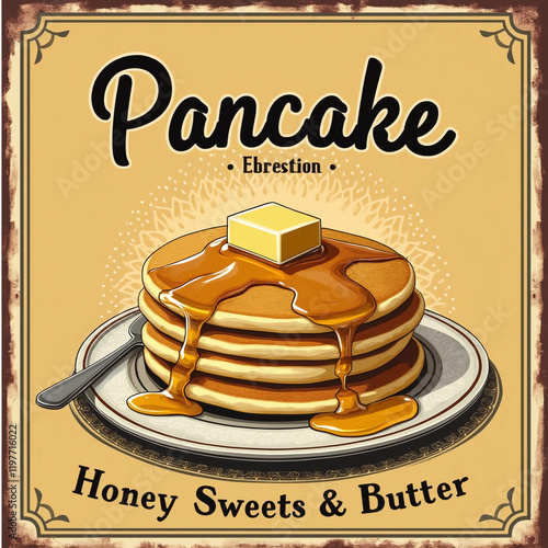 Pancakes vintage poster.