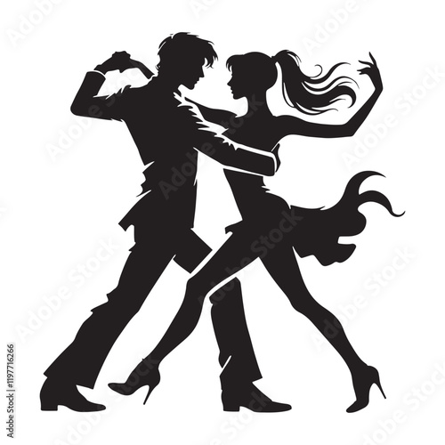 Dancing couple silhouette for creative and unique design projects - Dancing couple black vector - Valentine silhouette

