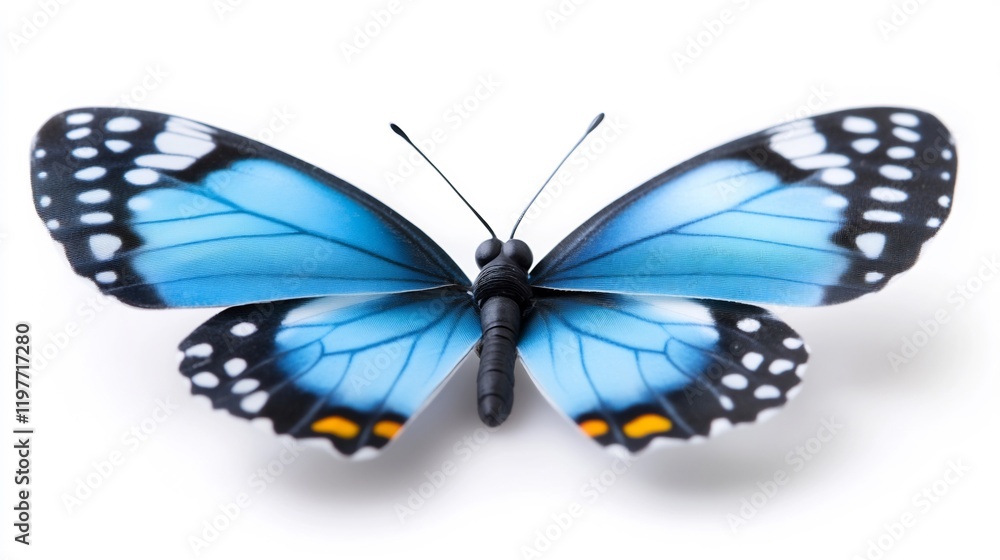 Serene Blue Butterfly Wings Spread Wide Soft Light. AI Generated Serene Blue Butterfly Wings Spread Wide Soft Light. AI Generated
