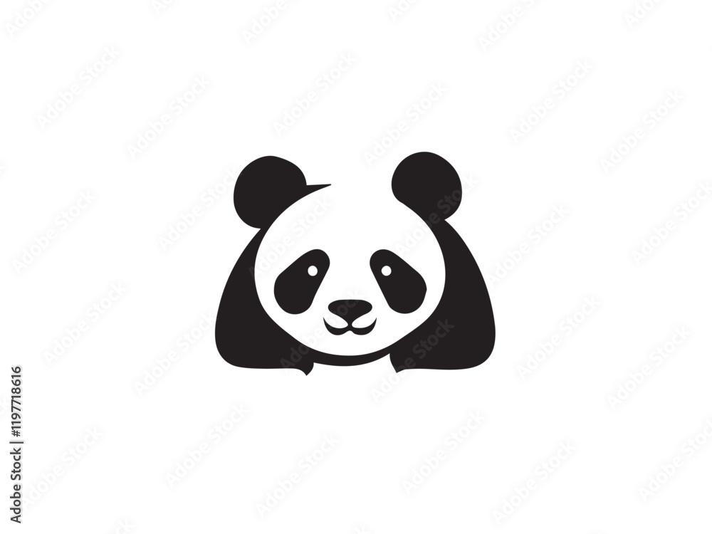 Obraz premium Cute panda silhouette. Panda logo. Cute panda isolated on white background. Panda logo. Vector illustration.