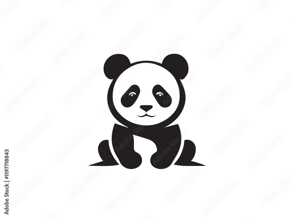 Cute panda silhouette. Panda logo. Cute panda isolated on white background. Panda logo. Vector illustration. Cute panda silhouette. Panda logo. Cute panda isolated on white background. Panda logo. Vector illustration.