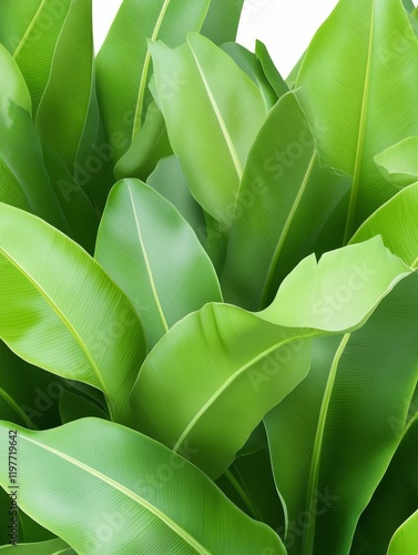 Lush Green Tropical Foliage - Vibrant green leaves, dense tropical plant, perfect for nature backgrounds or design elements. photo