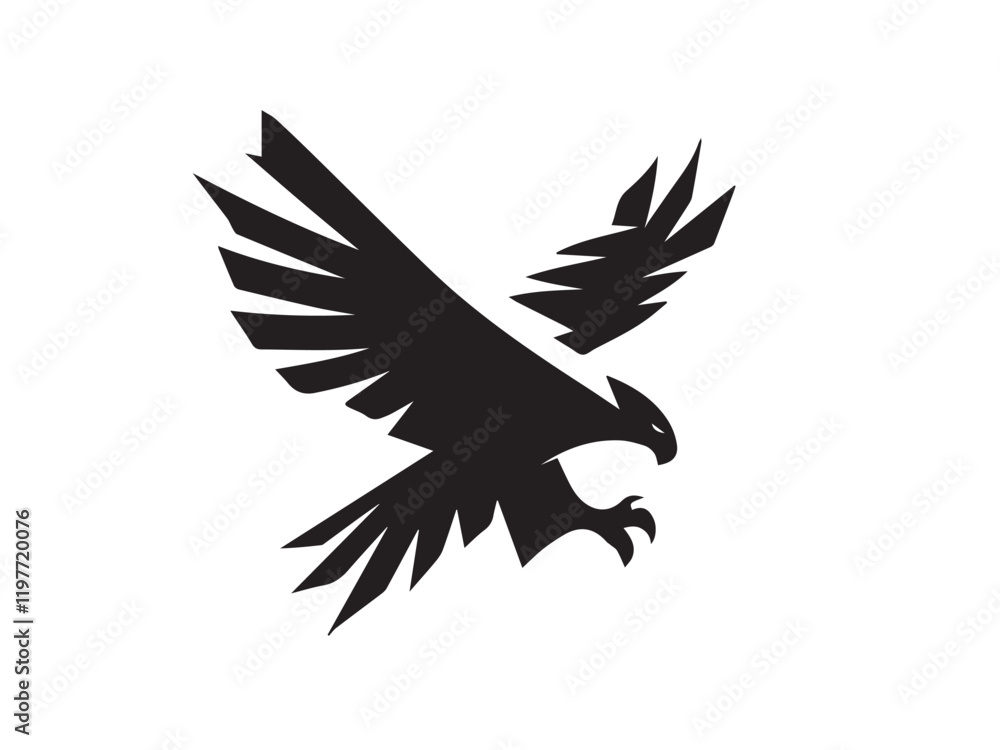 Obraz premium Black Eagle Silhouette. Eagle icon. Black Flying Eagle logo. Black Eagle silhouette isolated on white background. Vector illustration. 