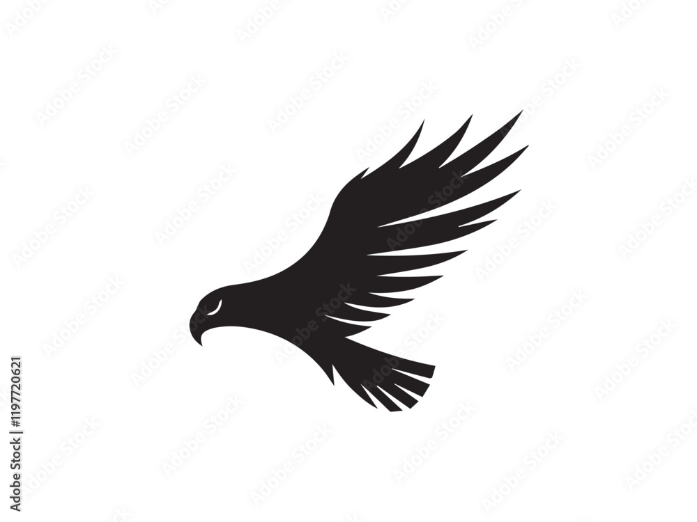 Obraz premium Black Eagle Silhouette. Eagle icon. Black Flying Eagle logo. Black Eagle silhouette isolated on white background. Vector illustration. 