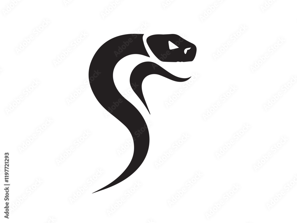 Fototapeta premium Black Snake Silhouette. Snake icon. Snake logo. Black snake silhouette isolated on white background. Vector illustration. 