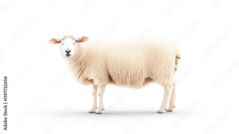 Obraz premium Sheep Wool Close Up Isolated White Background - Soft fluffy sheep wool, natural fiber, textile industry, animal agriculture, countryside charm.